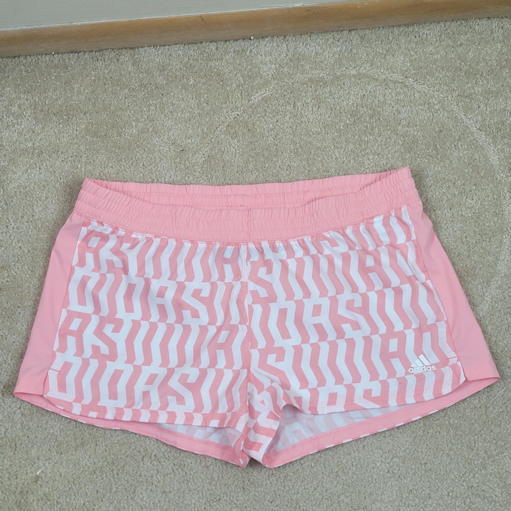 π NWT Adidas Women Pink and White Athletic Running Shorts Size XL - Picture 3 of 3